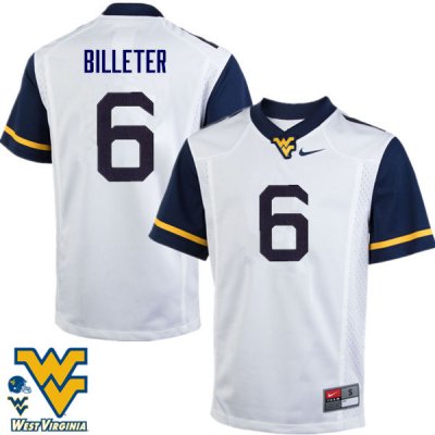 Men's West Virginia Mountaineers NCAA #6 Will Billeter White Authentic Nike Stitched College Football Jersey QO15E42EO